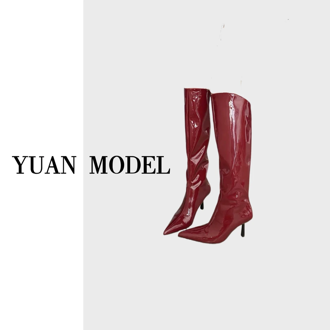 【YUAN MODEL】媛老板高定亮皮直筒高跟靴