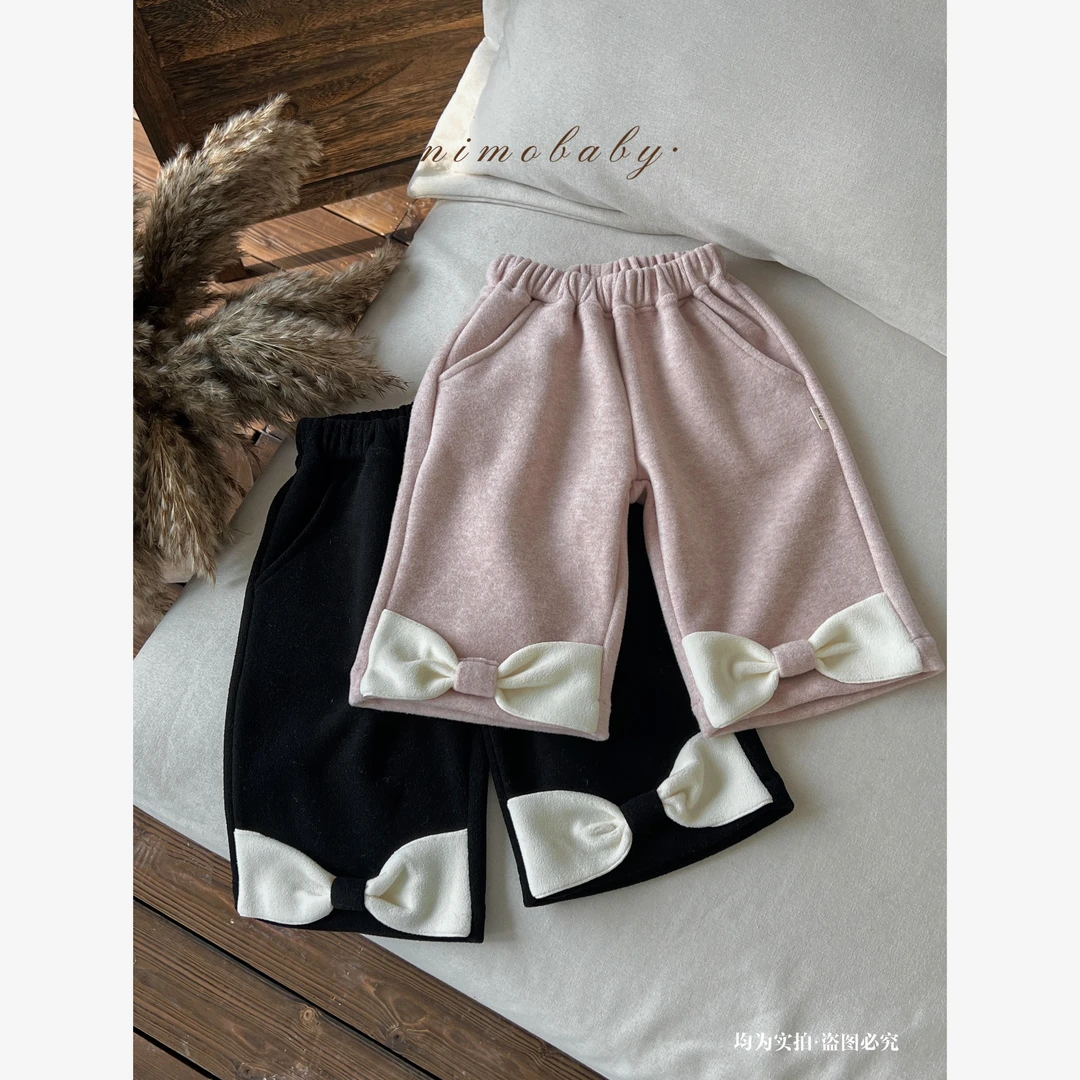 NIMO【桃乐丝】韩版秋季新款宝宝纯色阔腿蝴蝶结裤子