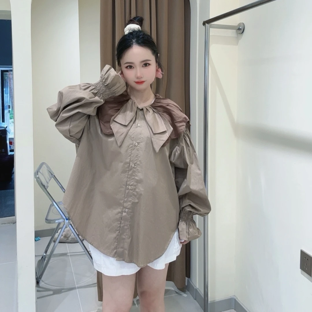 欧货女装荷叶领衬衫