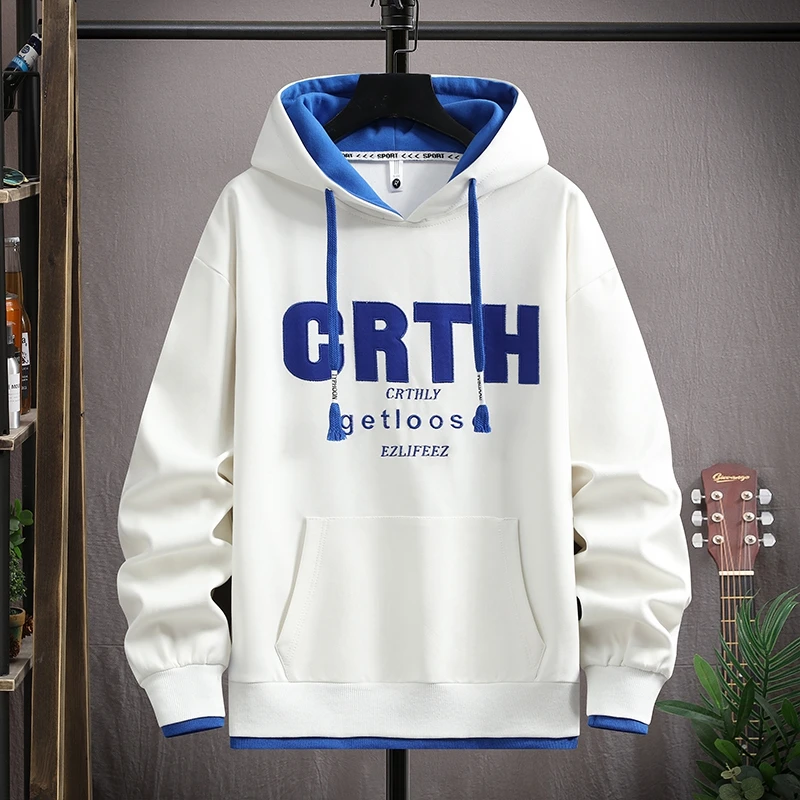 DIANRUO/殿若春秋新款卫衣男士连帽加绒青少年时尚打底衫外套上衣