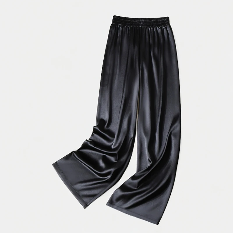 DIANRUO/殿若醋酸缎面直筒裤男阔腿裤高腰垂珠光丝滑轻奢质感长裤