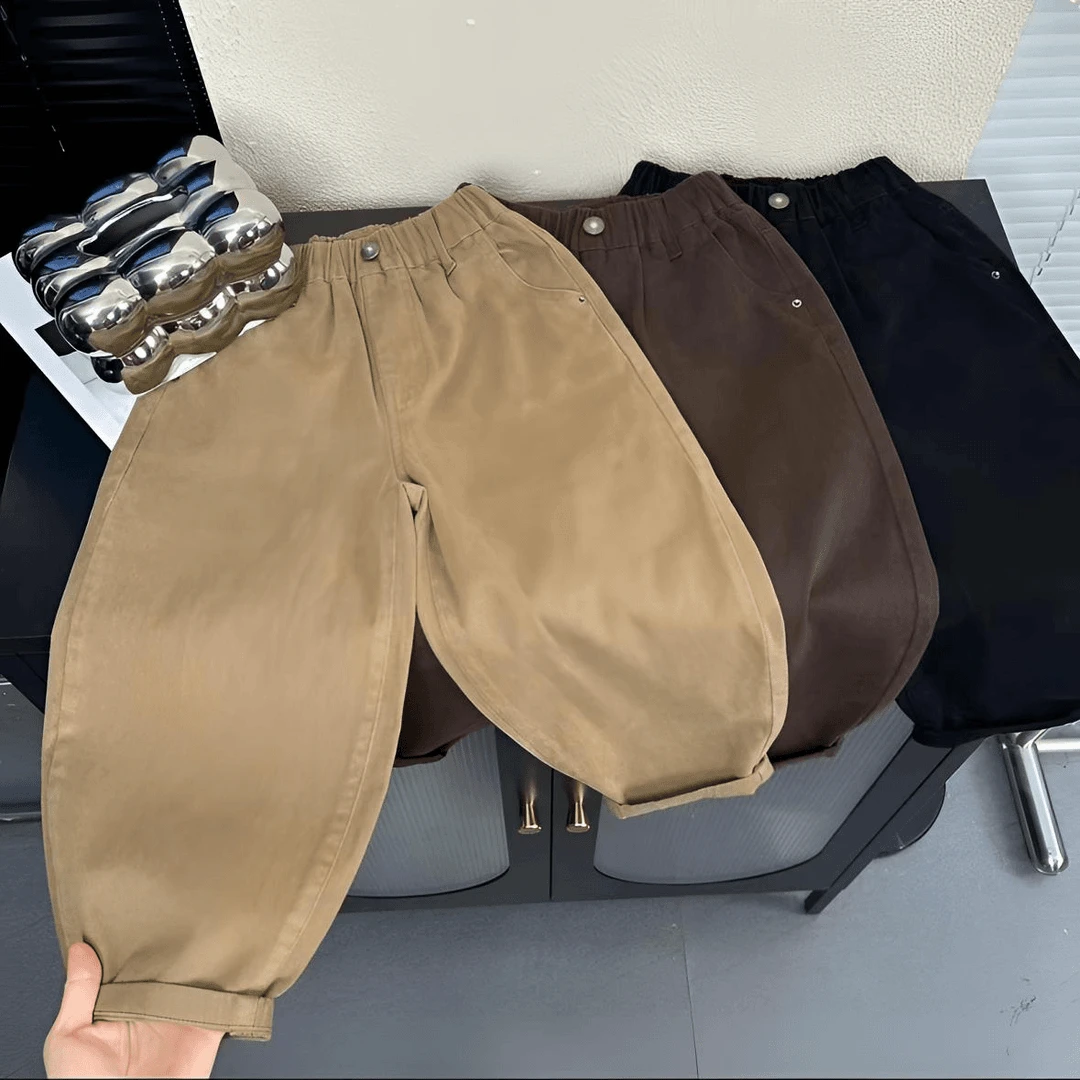 休闲裤纯色时尚男童秋装新款洋气百搭春秋韩版裤宽松秋季儿童长裤