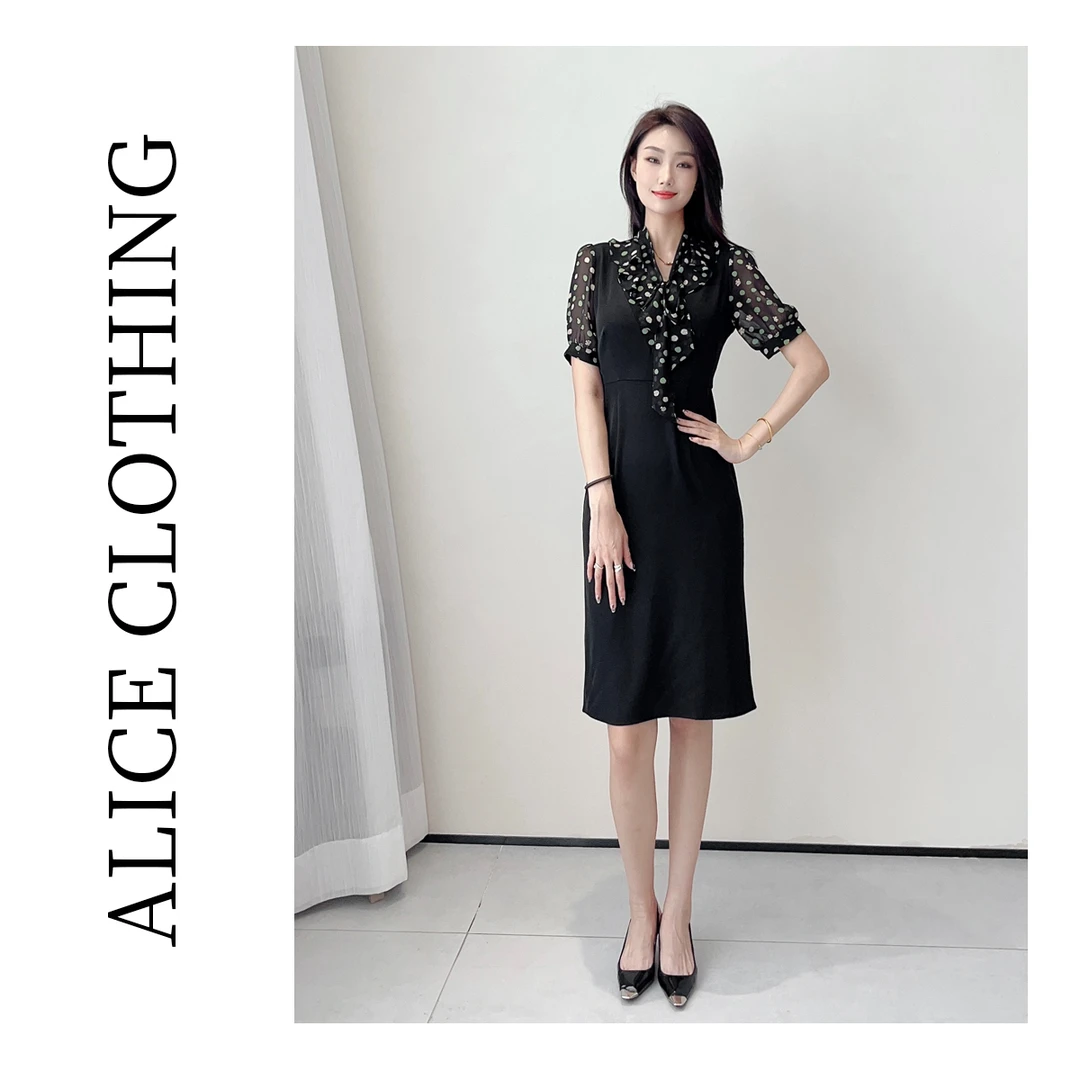 1【ALICE “波点协奏曲”连衣裙】优雅绑带 时尚通勤 S1031426W