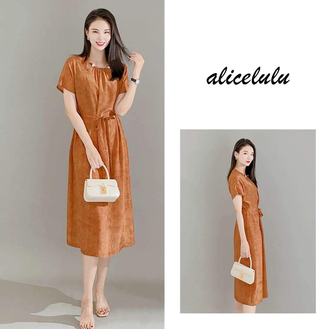 4 ALICE “琥珀”连衣裙 桑蚕丝 古色古香 S2138372L