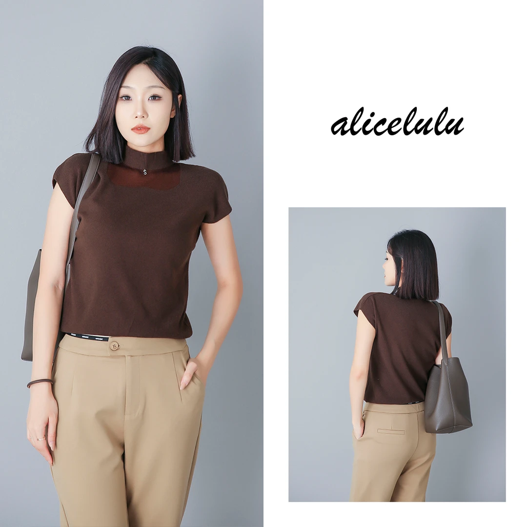 3 ALICE “直角肩”毛衣 包肩袖 优雅网纱 S2139093T