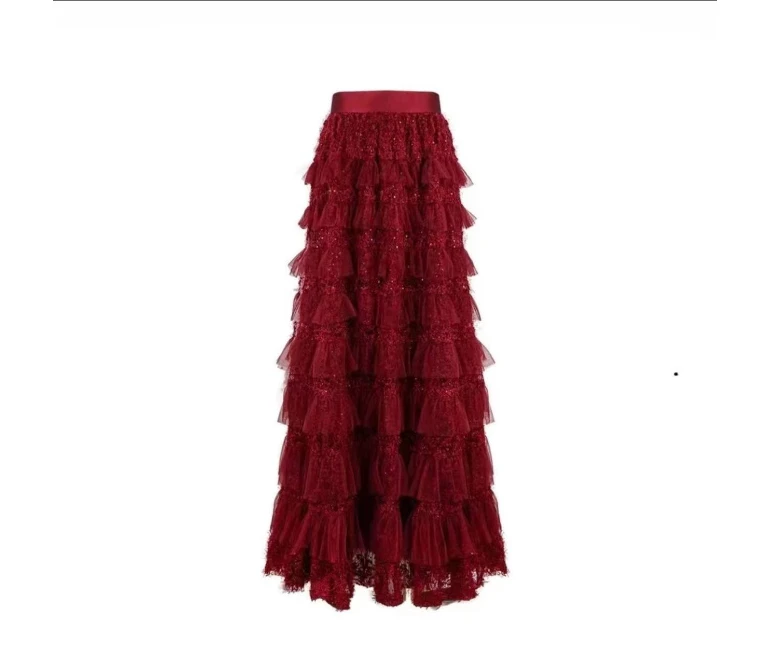 淑雅服饰  层层网纱仙气优雅百搭纱裙显瘦蛋糕半身裙9009