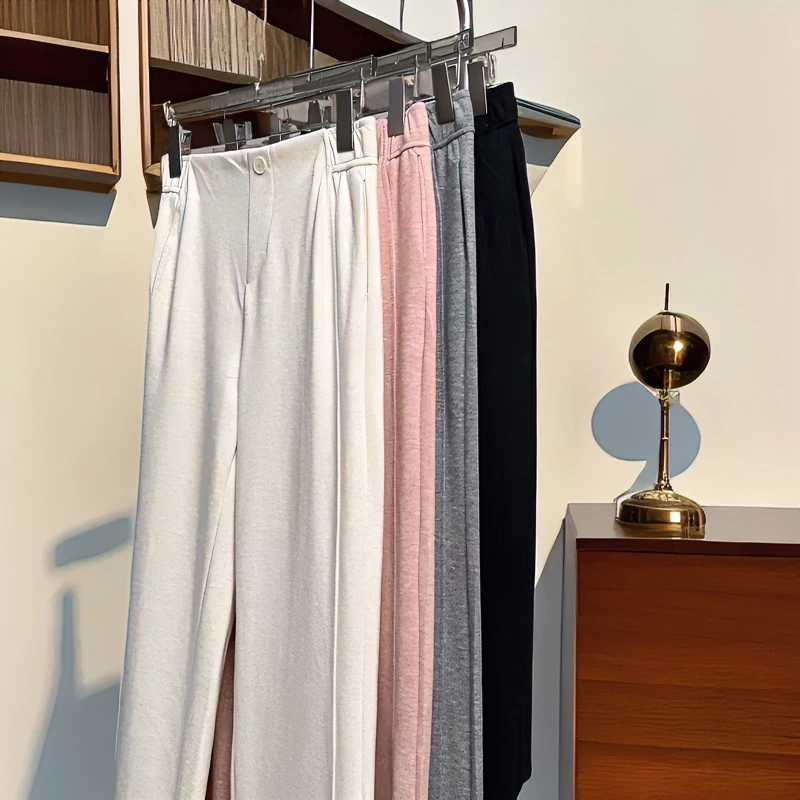 2024年初秋季显瘦百搭休闲阔腿裤高腰修身窄版直筒裤