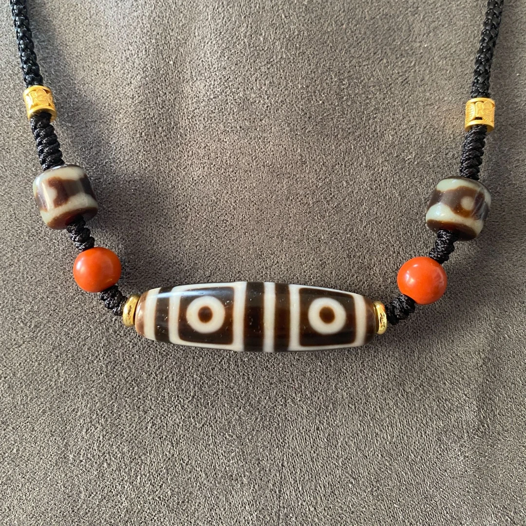 【一品臻宝】藏区回流老珠地门四眼设计款玛瑙古珠男女同款