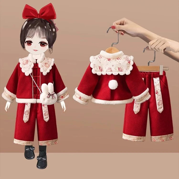 女童拜年服冬装儿童过新年喜庆衣服宝宝周岁礼服汉服套装国风唐装