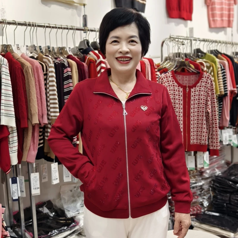 【善雅中老年女装】24年秋冬洋气外套高温烫钻时尚中老年88126