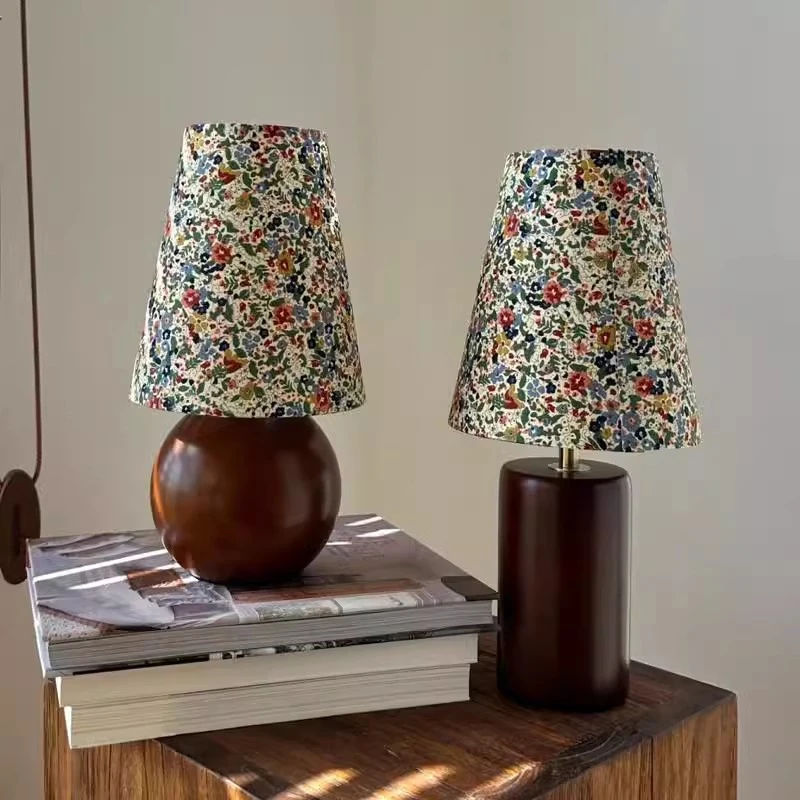 法式布艺碎花台灯复古书房台灯卧室床头灯小夜灯小夜灯卧室睡眠灯
