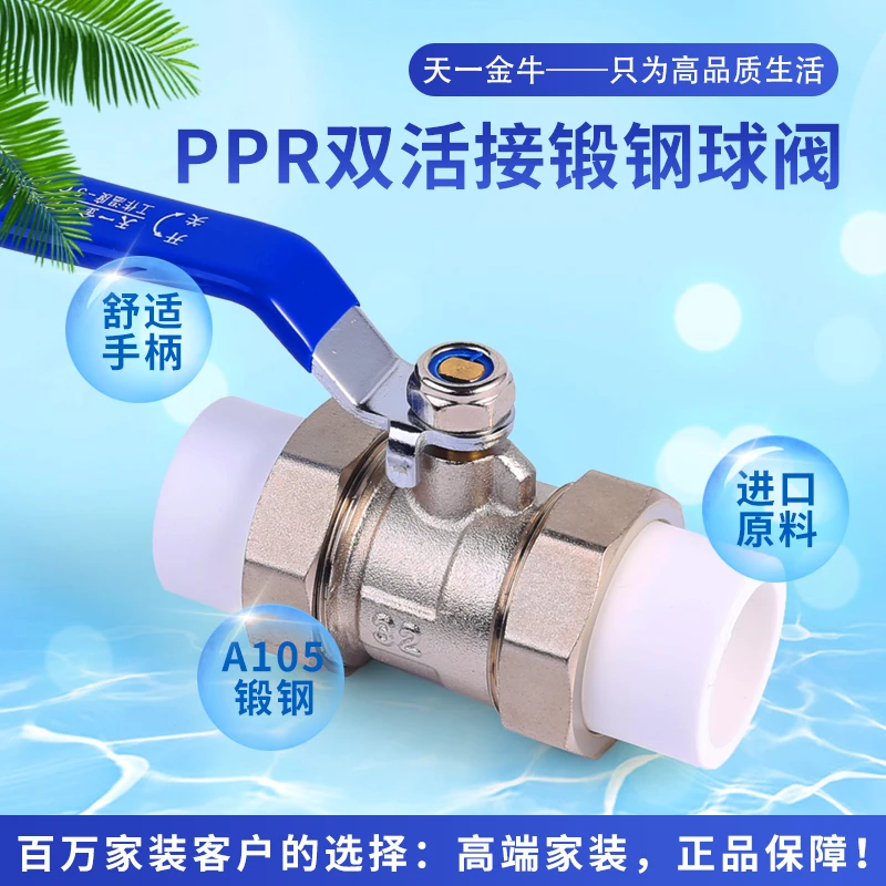 天一 金牛 PPR双活接球阀A105锻钢 碳素钢耐腐 阀门4分 6分1寸