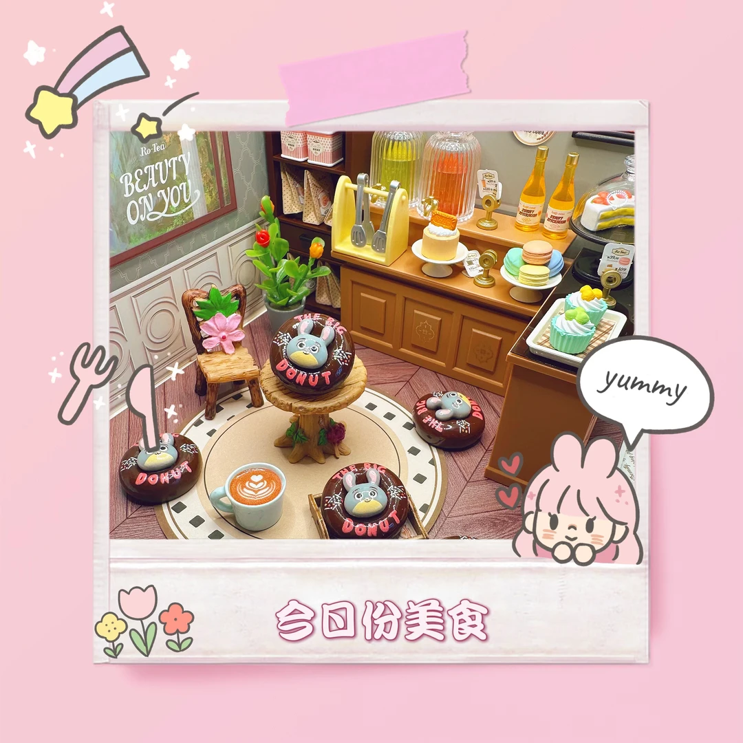 喝喝独家定制♥「疯狂动物城巧克力甜甜圈&朱迪兔」diy树脂食玩