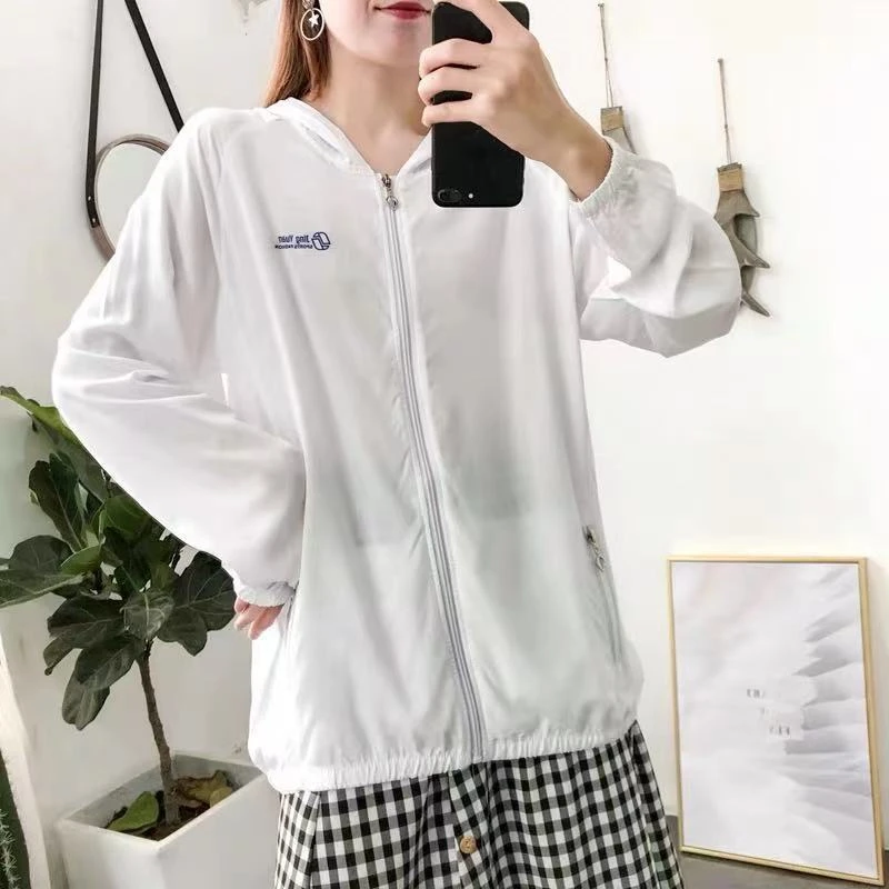 棉绸薄款夏季女士透气防晒衣休闲宽松情侣连帽百搭轻薄时尚外套