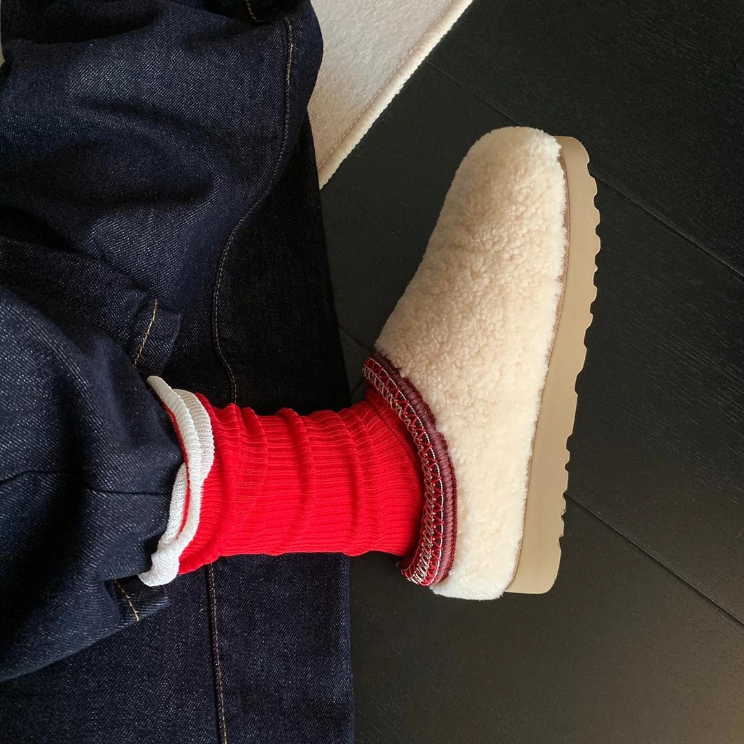 【100的羊皮毛一体】一脚蹬毛毛鞋女外穿冬季新款包头厚底雪地拖鞋