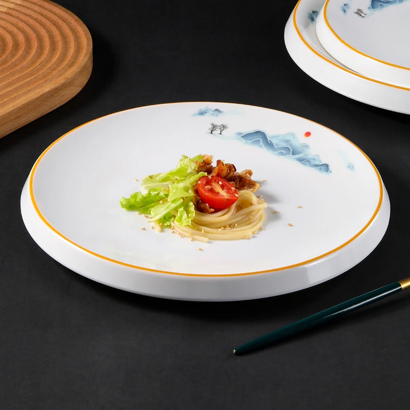 密胺盘子仿瓷圆盘冷凉菜盘意境菜盘酒店饭店餐具餐厅炒菜盘子商用