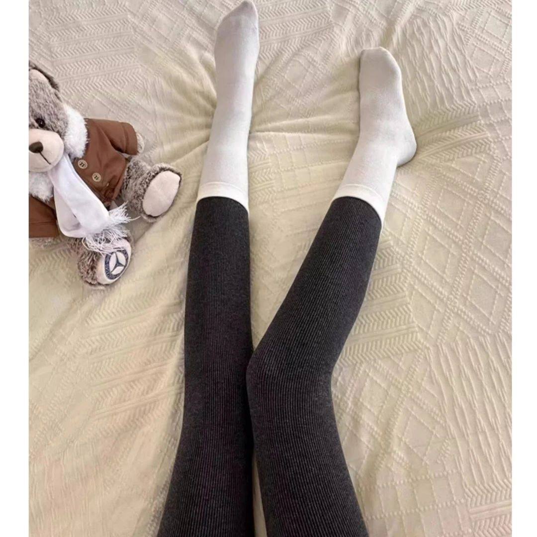 冬季加厚韩版紧身打底裤可外穿弹力保暖长筒袜棉裤百搭显瘦女袜子