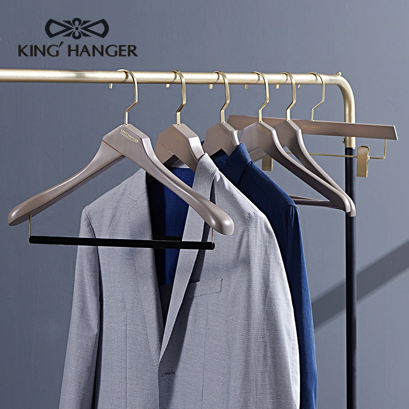 【微瑕捡漏】金领结轻奢实木高档灰色衣撑护衣办公室衣柜西服衣架