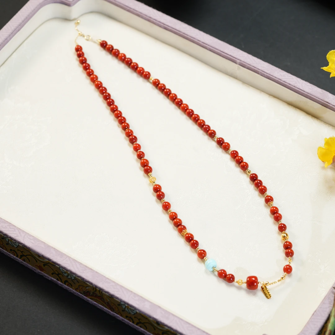 加加【月为暮】南红18K金设计款项链锁骨链多样性发其一