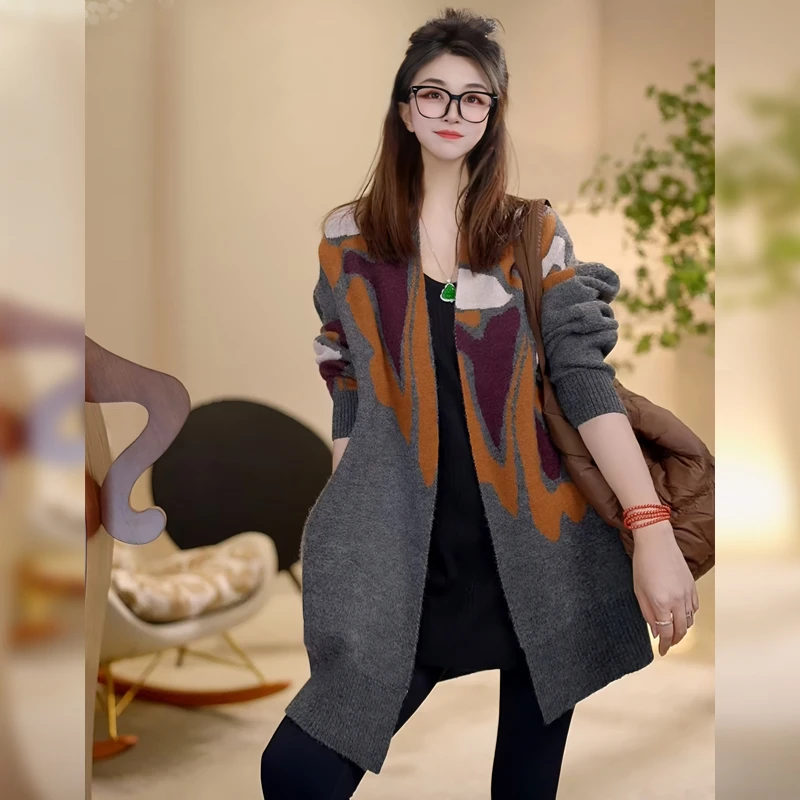 【linda姐高端线】秋冬复古慵懒气质高档针织开衫外套AW4ZKS0078