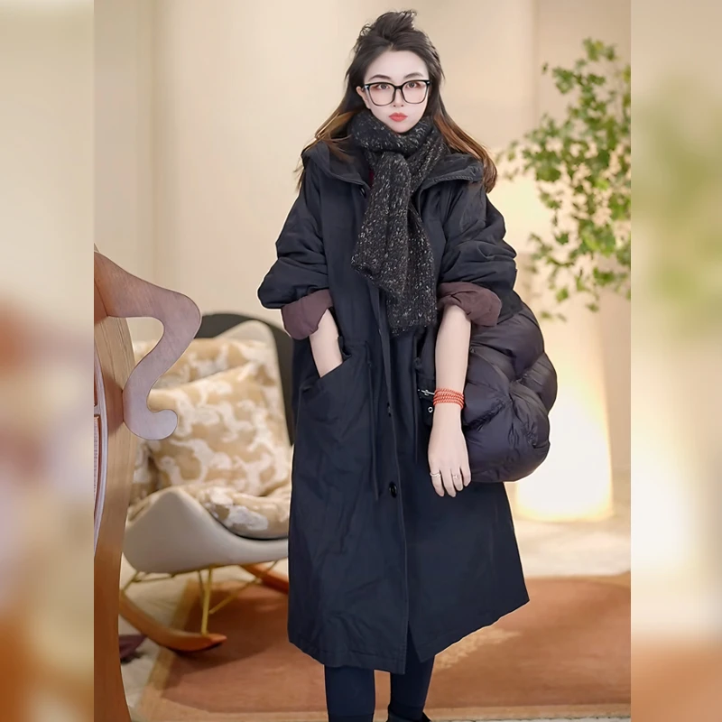 【Linda姐高端线】秋冬新款气质高档休闲长款棉服外套AW4WMF0177