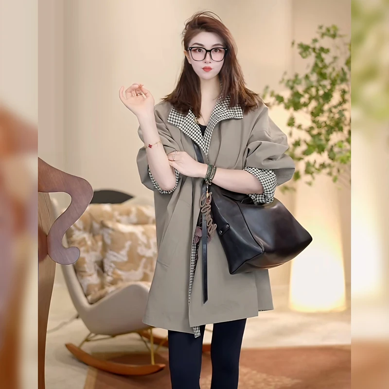 【Linda姐高端线】秋冬时尚高档气质格子双面穿外套AW4WDW0559