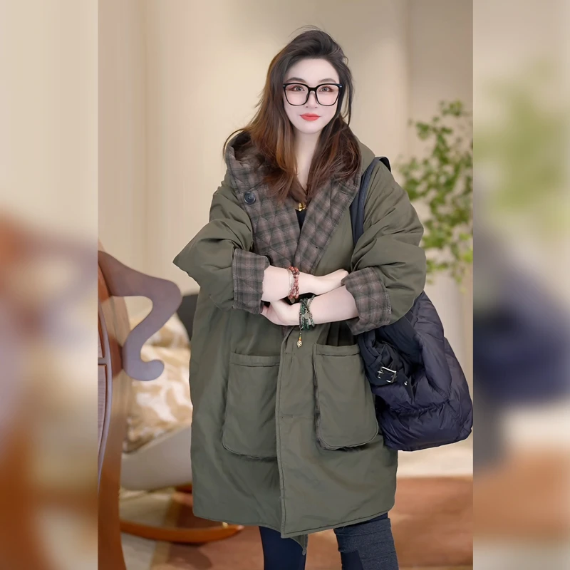 【Linda姐高端线】秋冬复古高奢宽松显瘦连帽棉服外套AF4WDW0225