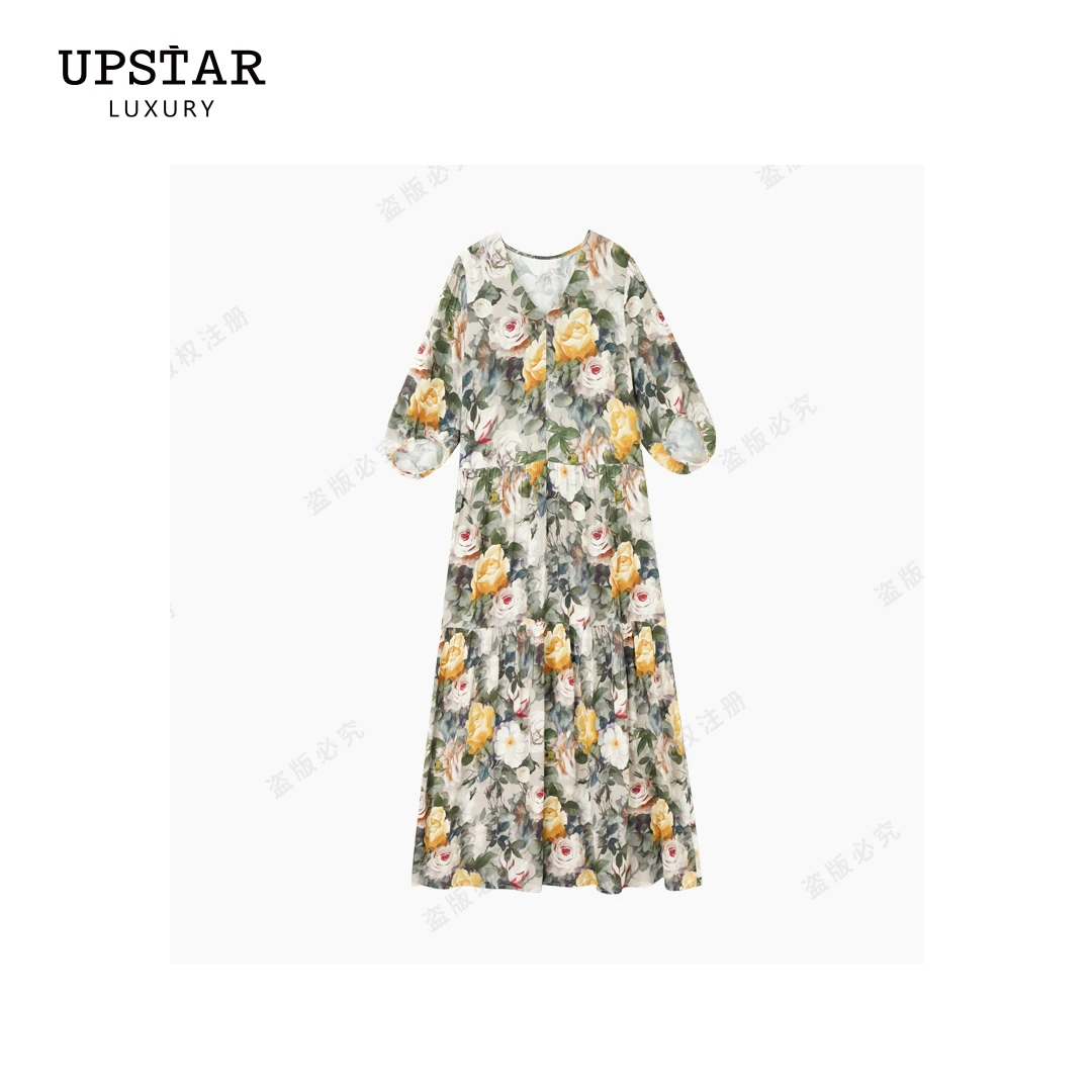 【Linda姐高端线】新款收腰气质法式玫瑰花连衣裙子AS4LYH0679