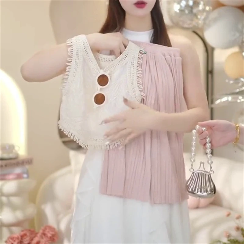 女小童夏季无袖套装2024新款洋气薄款长裤子小女孩时尚休闲两件套