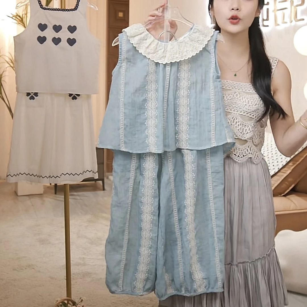 女童夏季韩版夏装套装2024新款洋气宽松上衣小女孩灯笼裤两件套潮