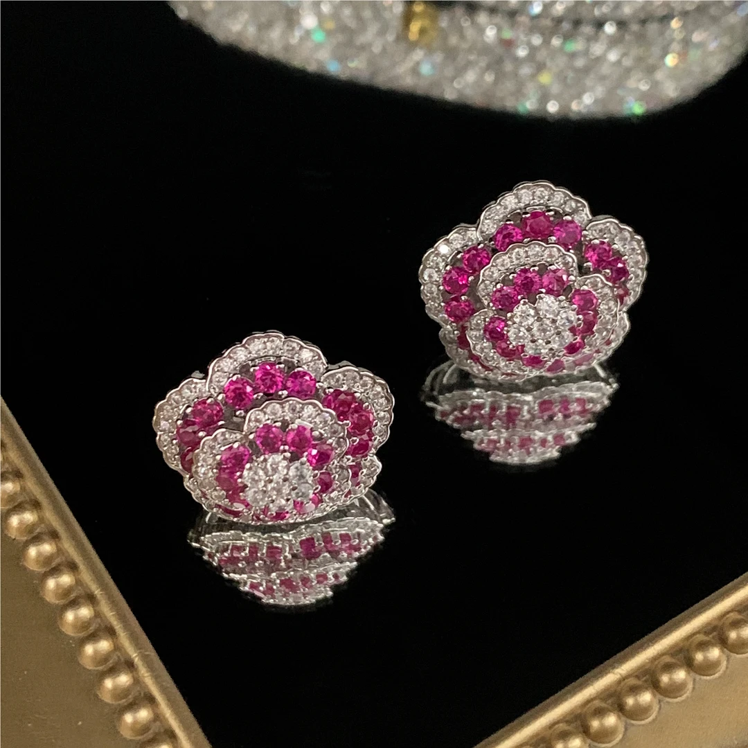 铜合金耳饰 经典时尚多层带钻手工重工气质高级感耳饰耳钉2270