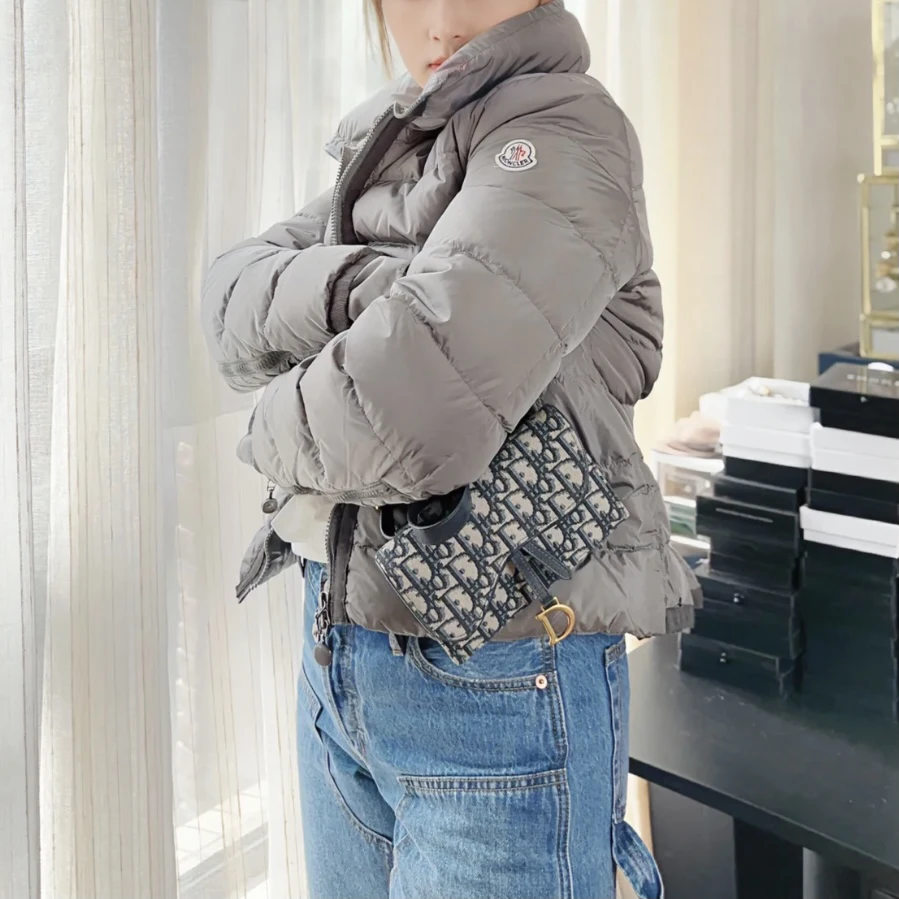95新 MONCLER bb0394 鸭绒 石墨色袖标羽绒服 1码 95新
