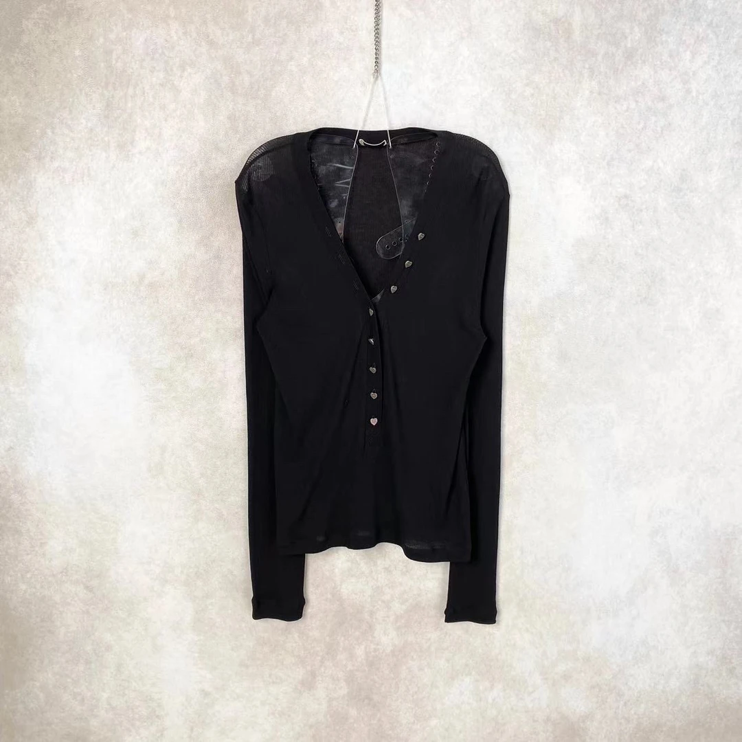 sj0013 Saint laurent ysl 黑色爱心扣针织开衫 s码7800 99新