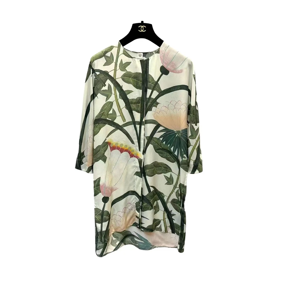 Hermes/爱马仕 dd0737  翠墨东方系列连衣裙 38码