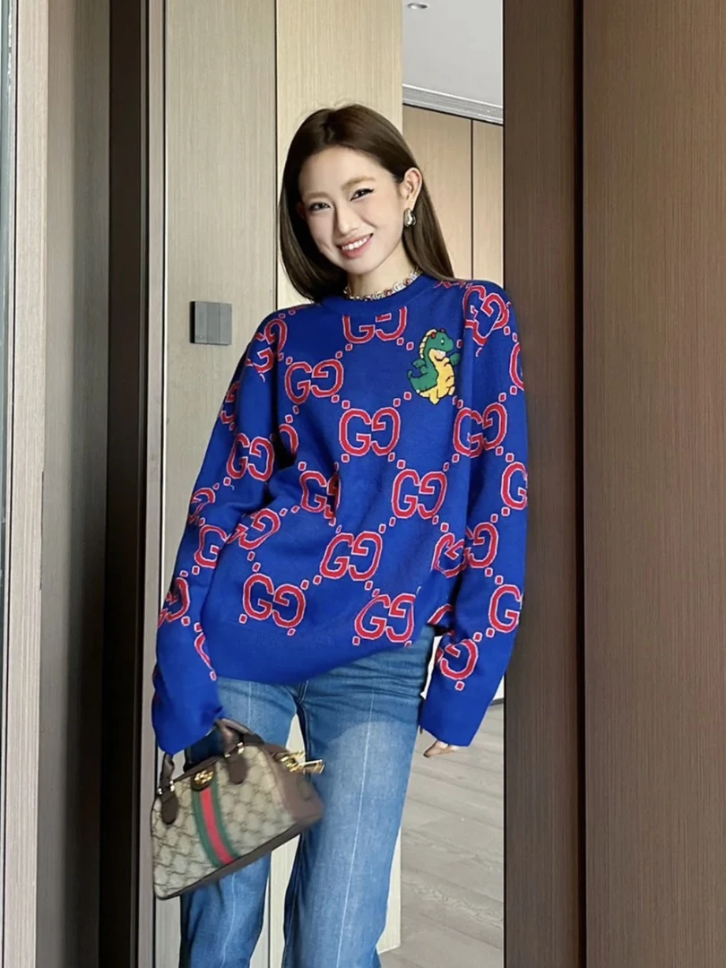 GUCCI/古驰rz0243 双G满印毛衣 L码