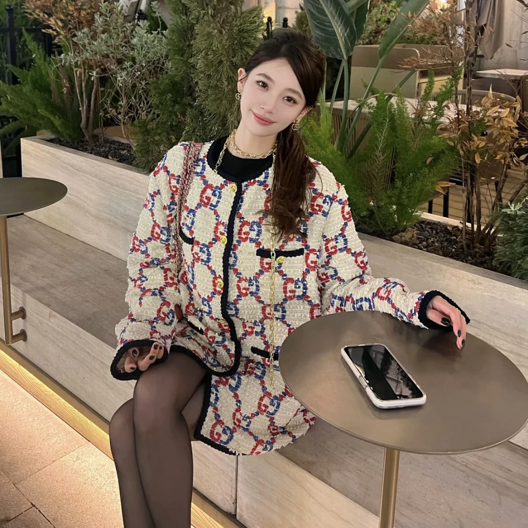 95新 GUCCI/古驰 bb零三六一 棉 老花满印编制外套 38码