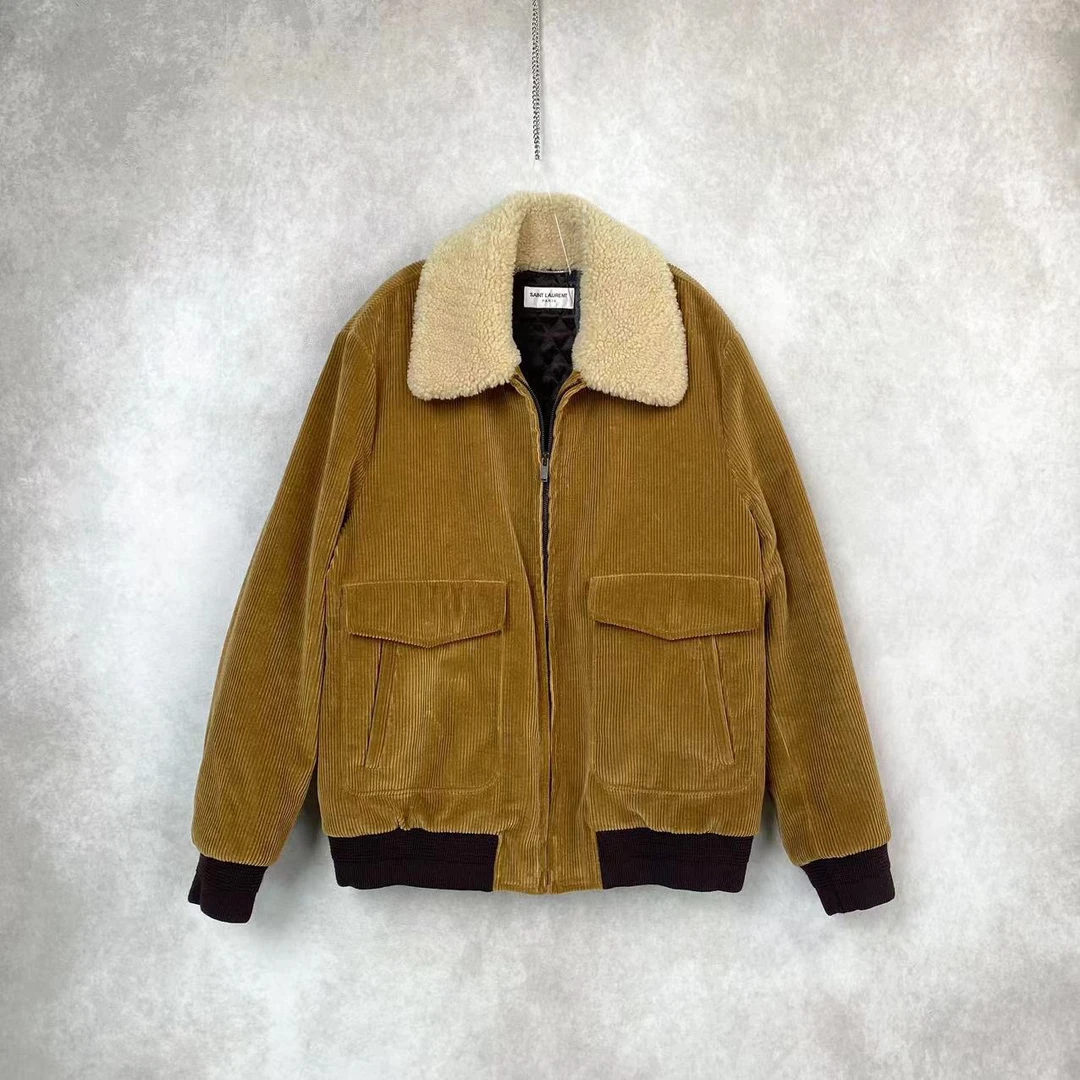 YSL/圣罗兰 12853 卡其色灯芯绒外套 52码 市场价18390 95新