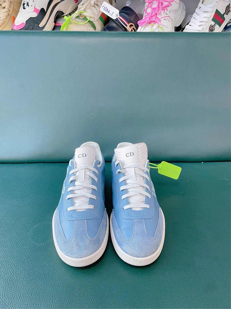 DIOR× STUSSY联名蓝白字母logo低帮板鞋 38码充新成色 编码d1353