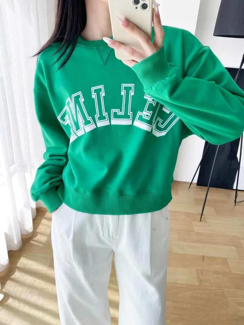 Celine/思琳 DD1025  绿色字母logo卫衣 s码