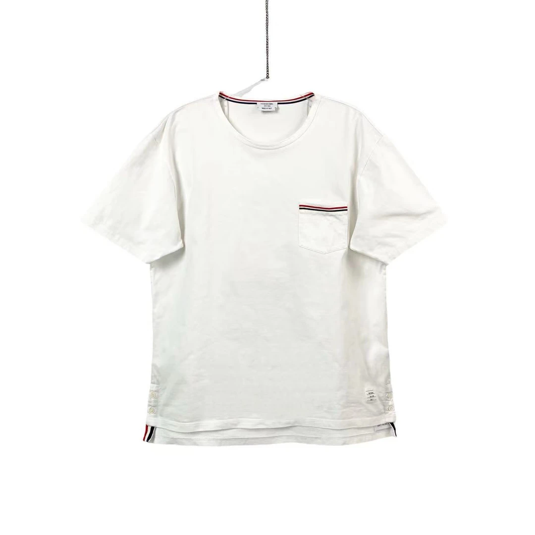 95新 THOMBROWNE mm零零三四 棉 白色彩条短袖 5码  95新