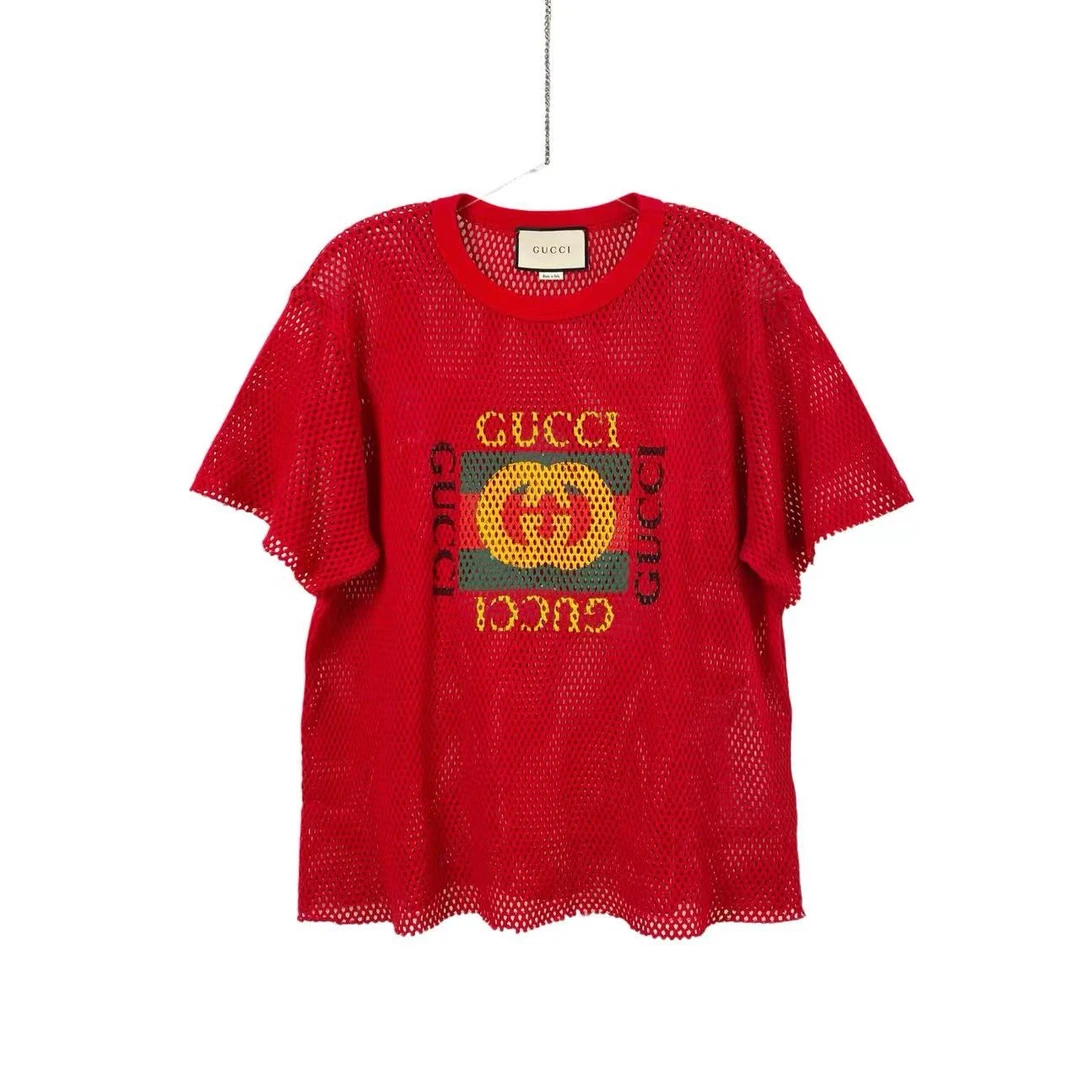 95新 GUCCI/古驰  bb零六五七 棉 红色logo短袖 S码 95新
