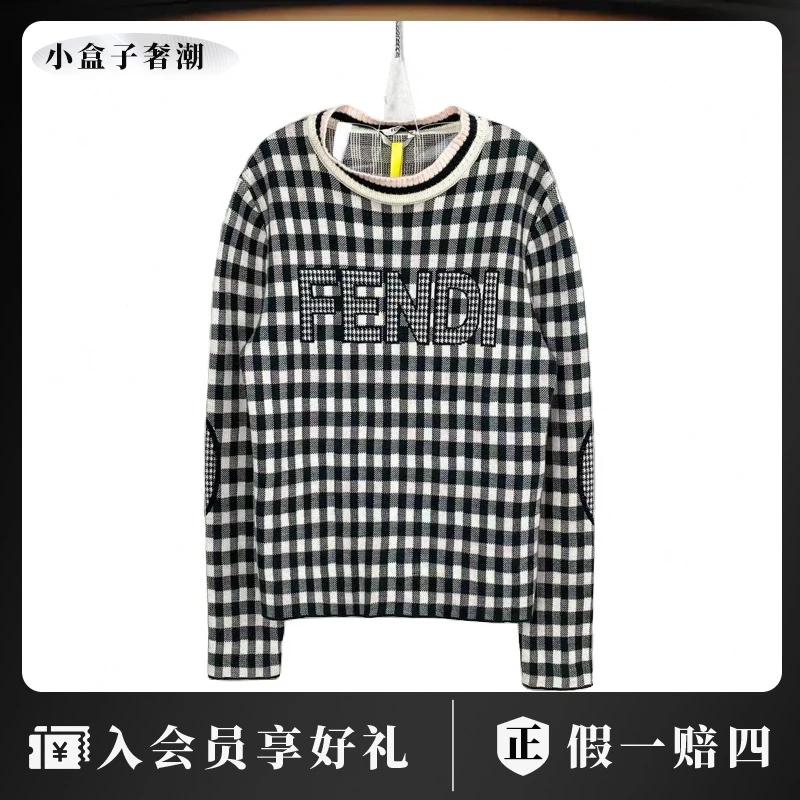 FENDI/芬迪 20677 格子针织毛衣 38码 9800 95新