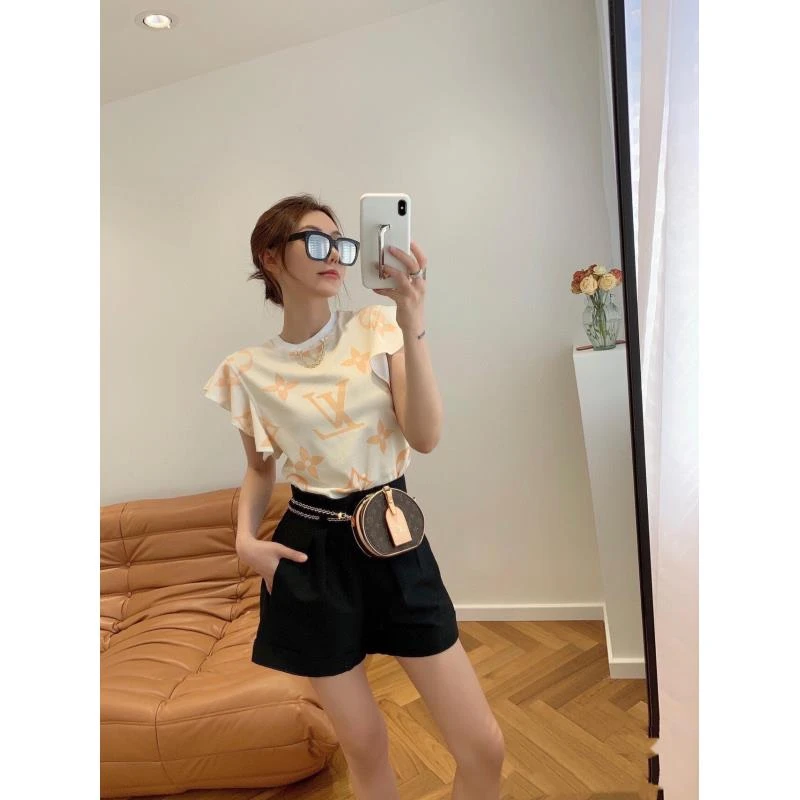 LouisVuitton/路易威登23023 渐变老花荷叶袖T恤 L码