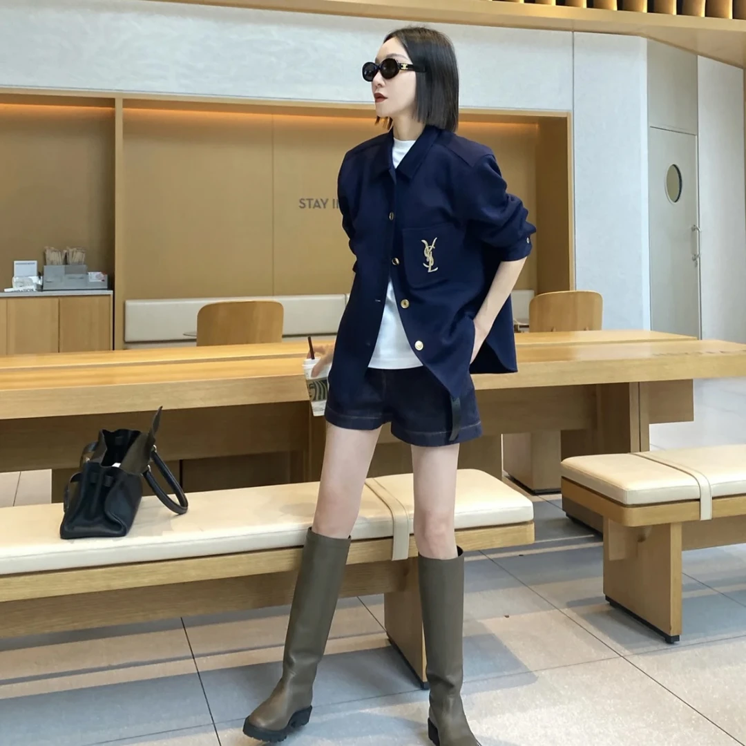 YSL/圣罗兰 aa0269 羊毛刺绣针织衬衫 f36码 10200 95新
