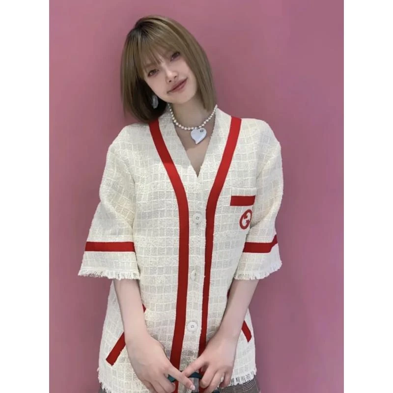 GUCCI/古驰yf1000 徽标logo编织短袖外套 40码