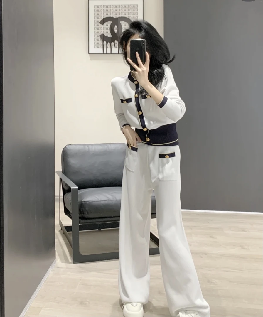 Chanel/香奈儿 J1796-1 两口袋毛巾面料阔腿裤