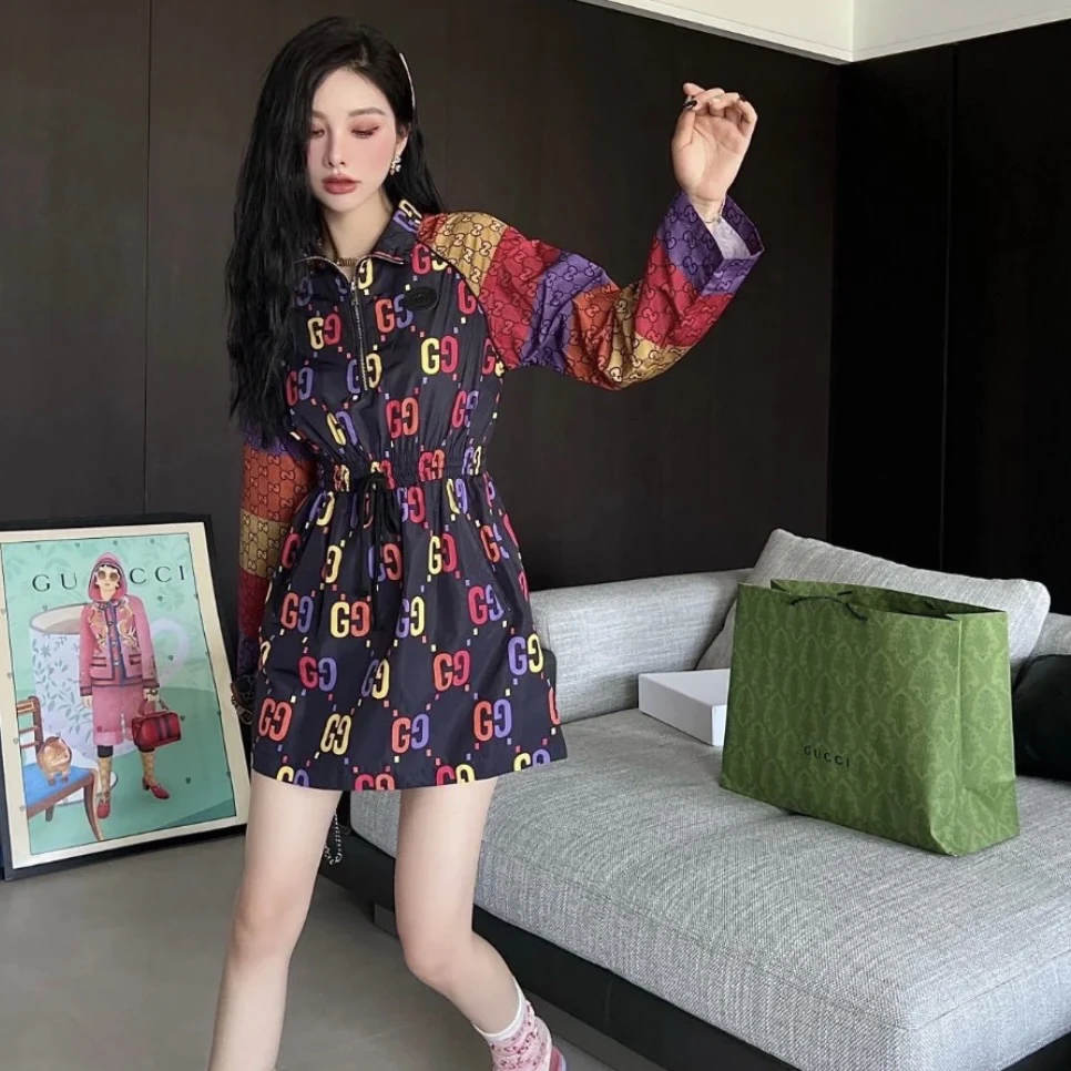 GUCCI/古驰23167 Gucci 古驰 拼接双G真丝连衣裙 XS码