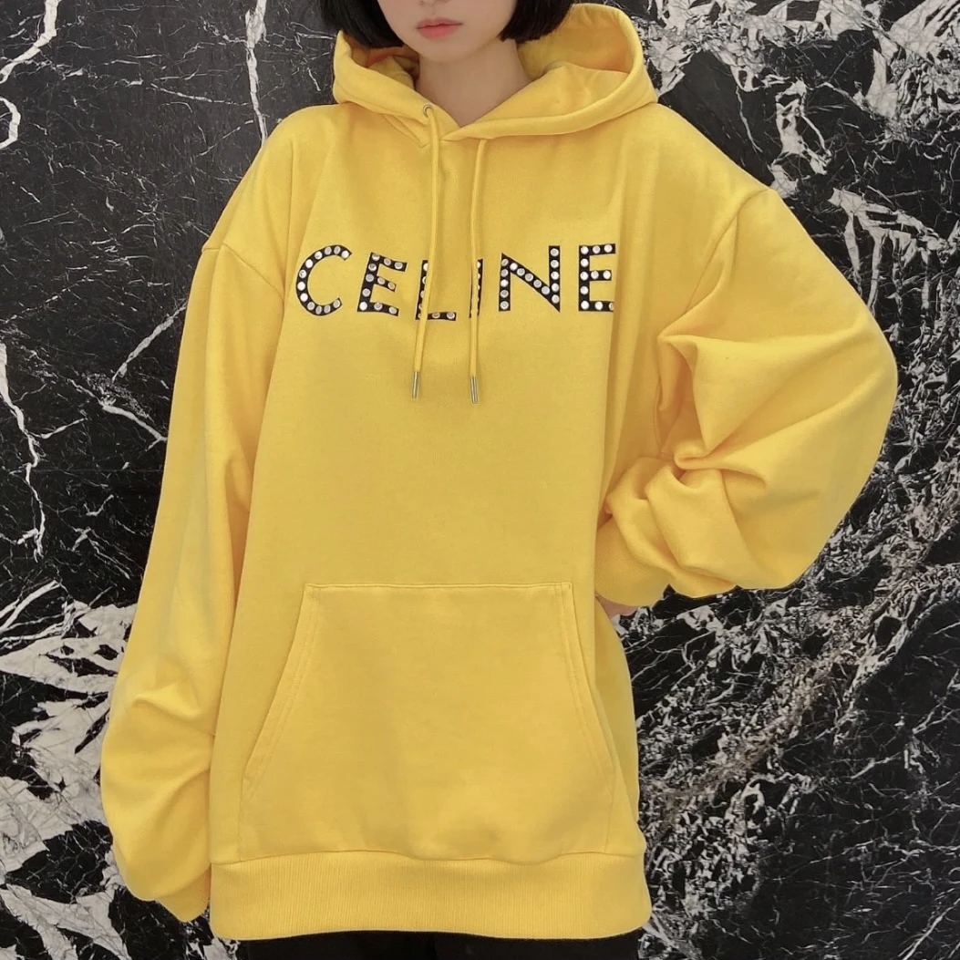 Celine/思琳 20327 黄色铆钉帽衫 XS码  95新