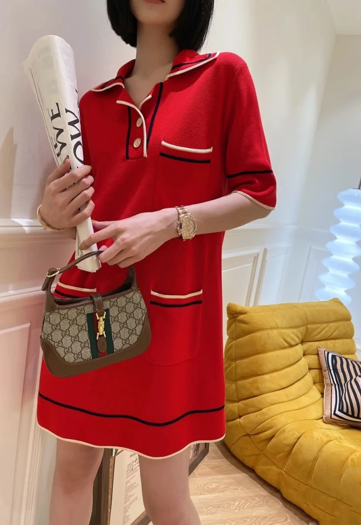 GUCCI/古驰dd0703  条纹针织连衣裙 xs码