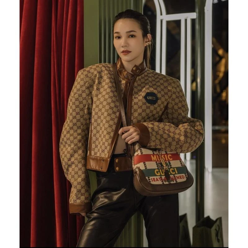 GUCCI/古驰12179 100周年老花拼皮夹克 48码